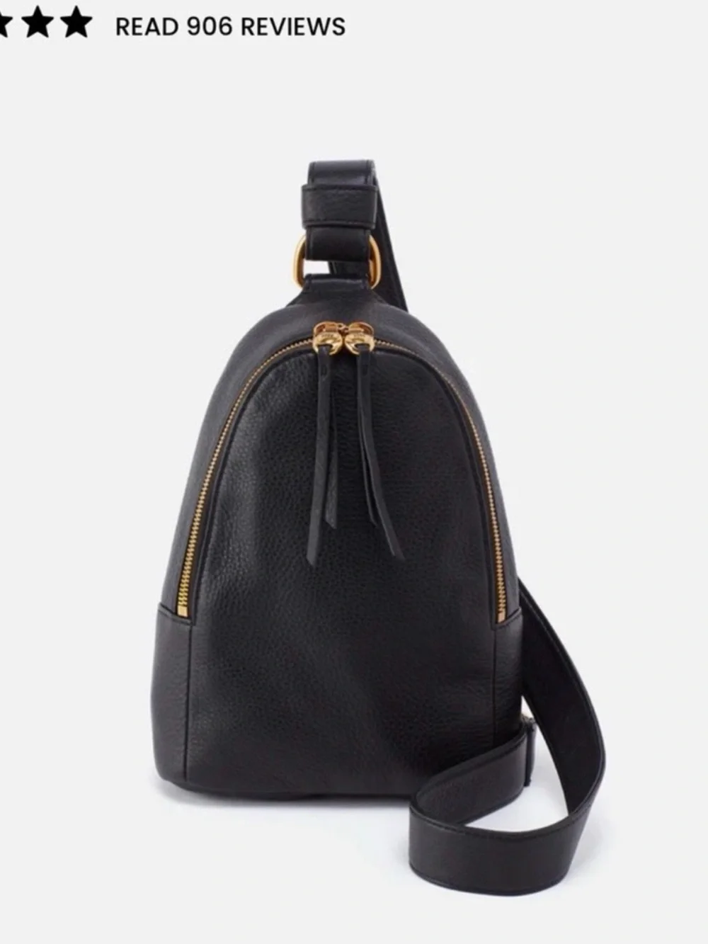 HOBO Black Leather Crossbody Sling Bag (fern) with Gold Hardware - Picture 4 of 4